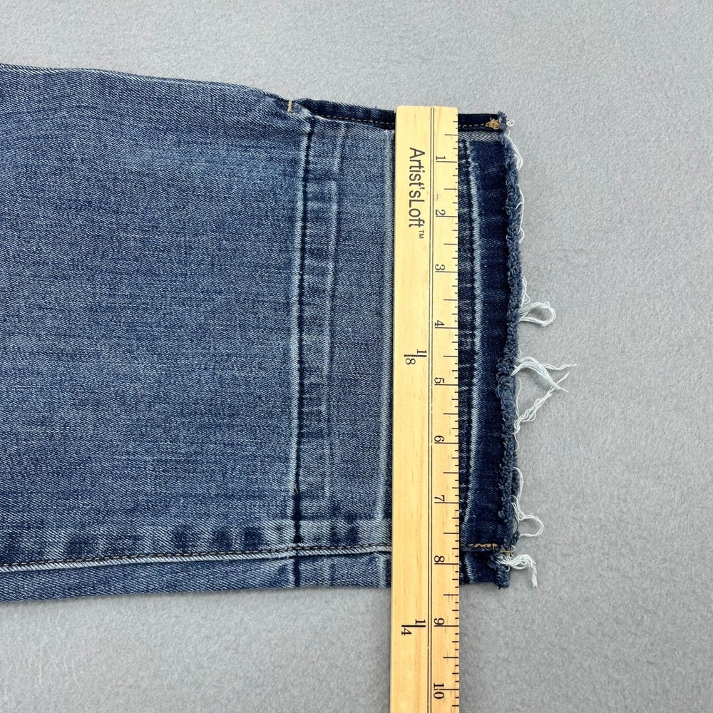 Lucky Brand Emma Crop Jeans Womens 20W Blue Medium Wash Distressed Raw Hem Denim - Picture 7 of 16